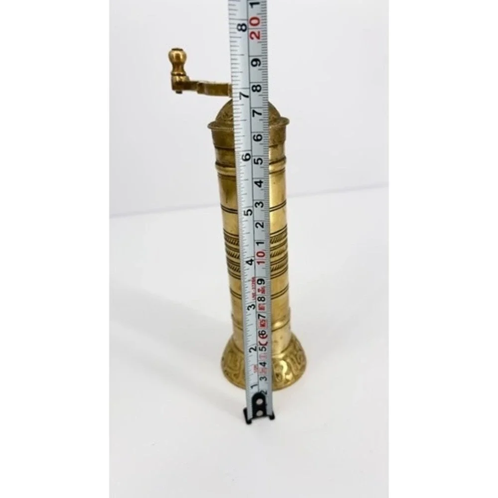 Brass Turkish-Style Hand Crank Coffee Pepper Spice Grinder 7 Inch